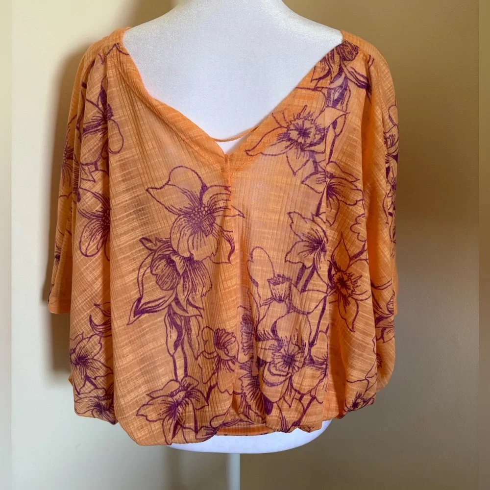 Small Free People Coral Floral One Dance Blouse - Picture 3 of 9